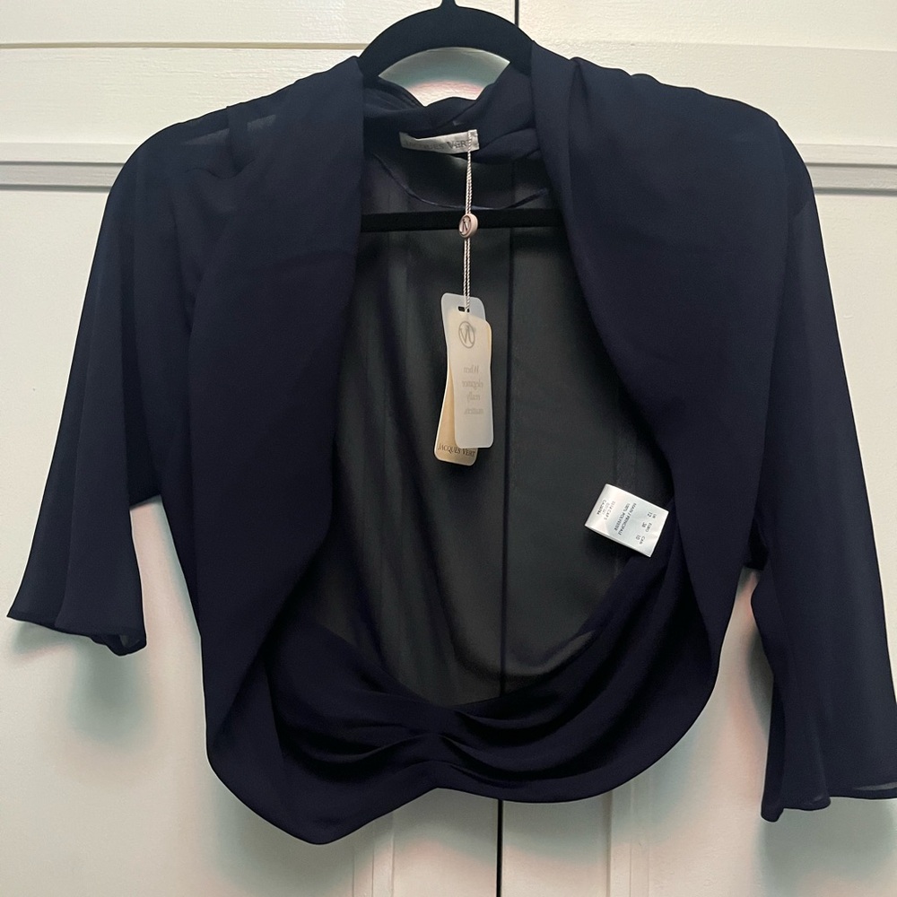 Jacque Vert Navy Blue Sheer Shrug size S